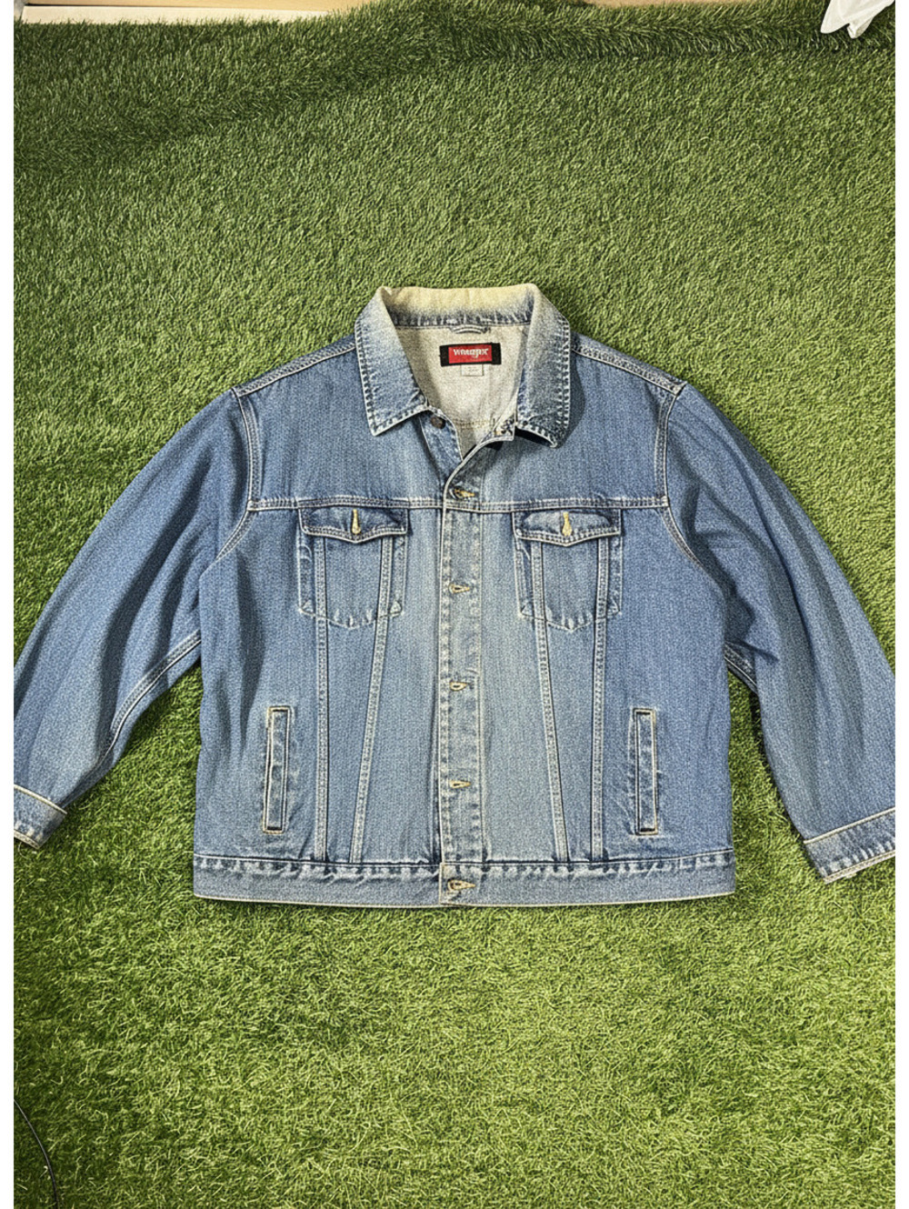 Vintage Wrangler Hero Denim Jacket Light Wash Cotton Mens Size 4XL